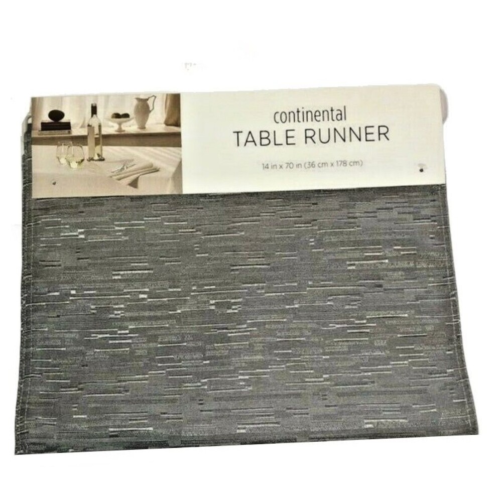 Continental Collection Table Runner 14x70" Gray Spill Proof Polyester Bardwil